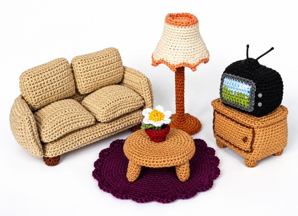 5 Quick Crochet Mini Living Room Projects: Free Patterns for Amigurumi Furniture